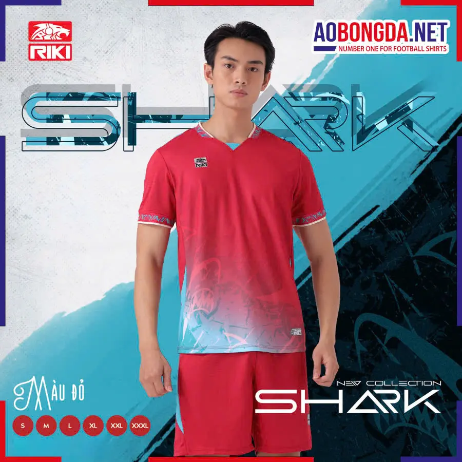 Áo Không Logo Riki BD03 Shark Đỏ Đô
