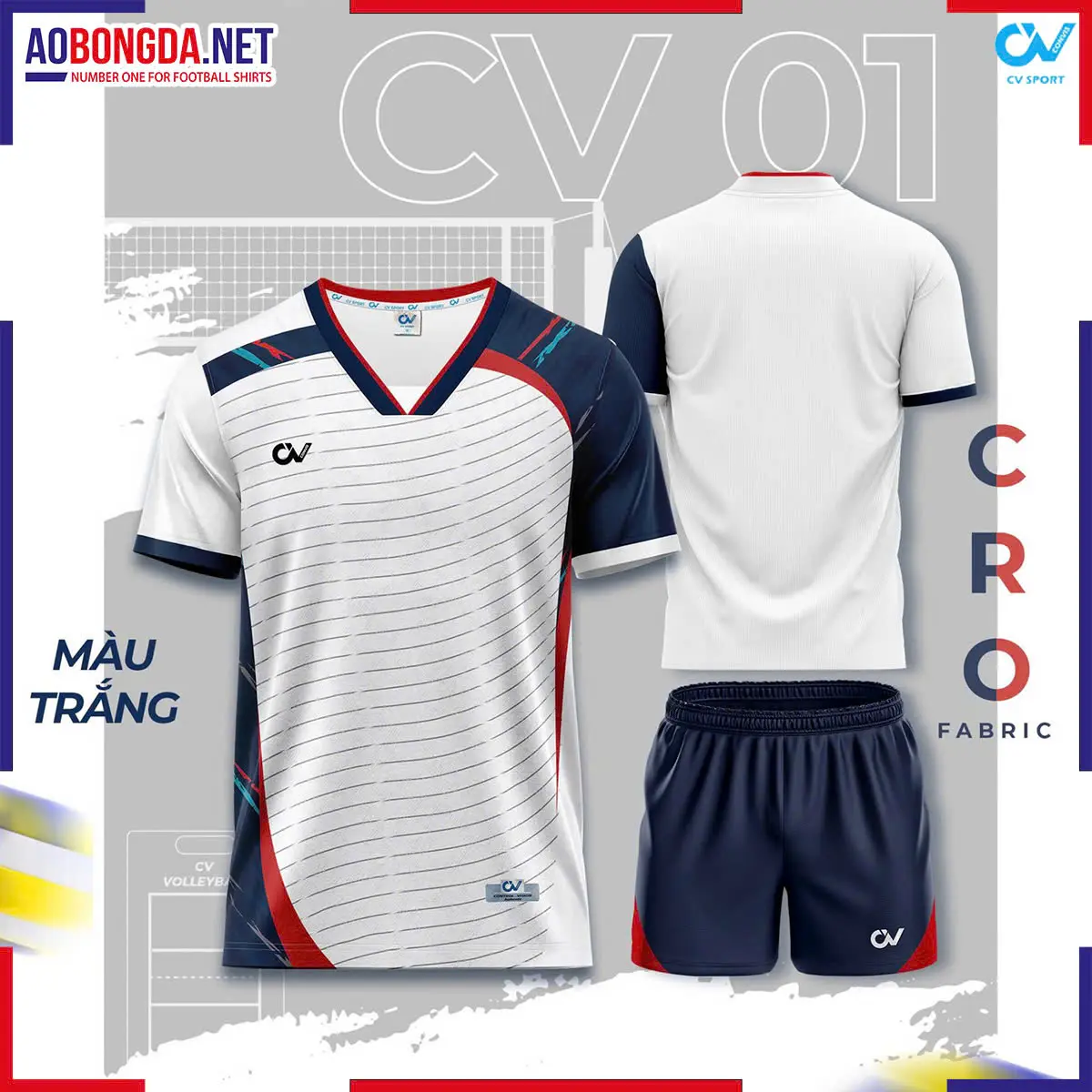 Bộ Bóng Chuyền CV CV01 Trắng Nữ
