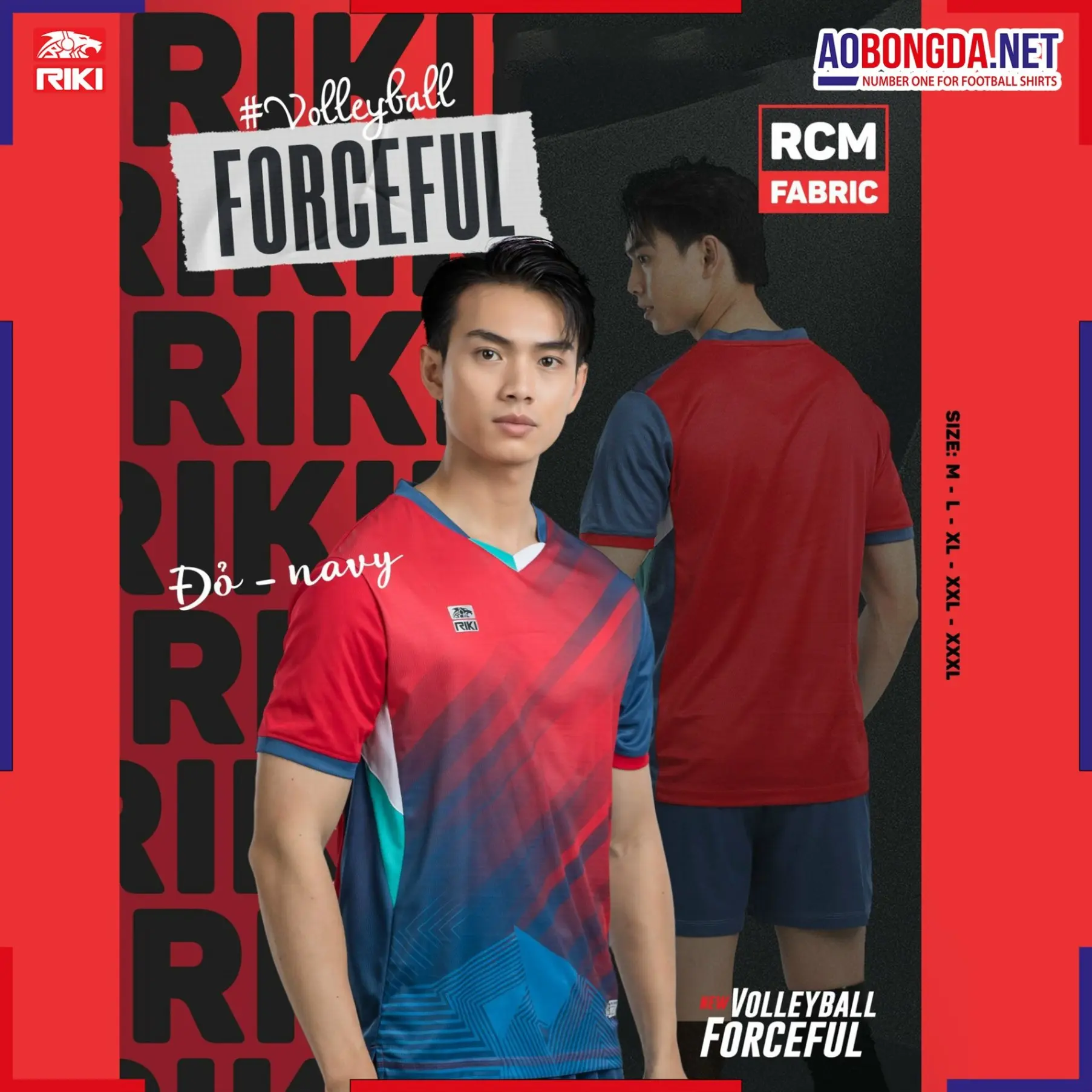 Áo Bóng Chuyền Riki Vol7 Đỏ Navy Nam