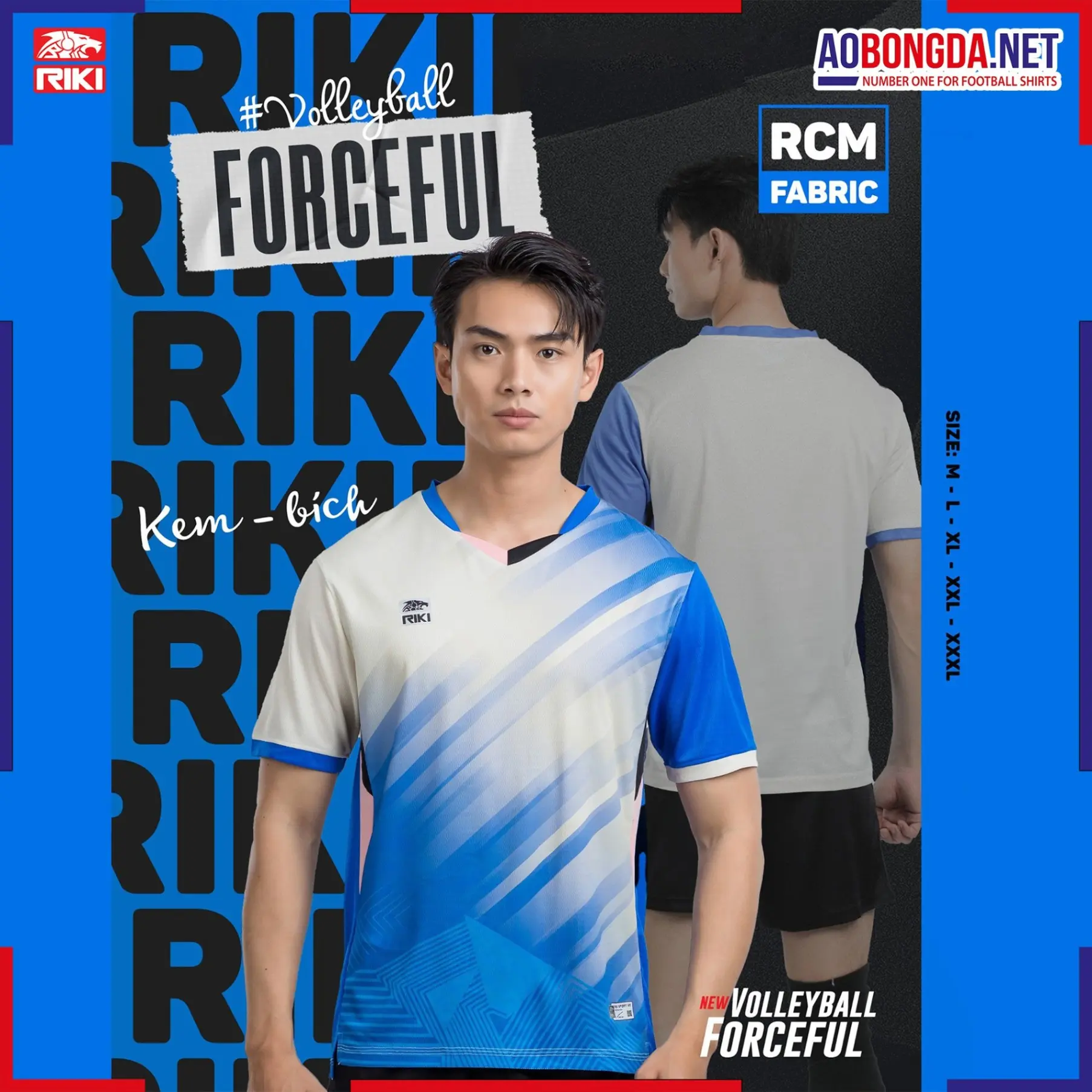 Áo Bóng Chuyền Riki Vol7 Kem Bích Nam
