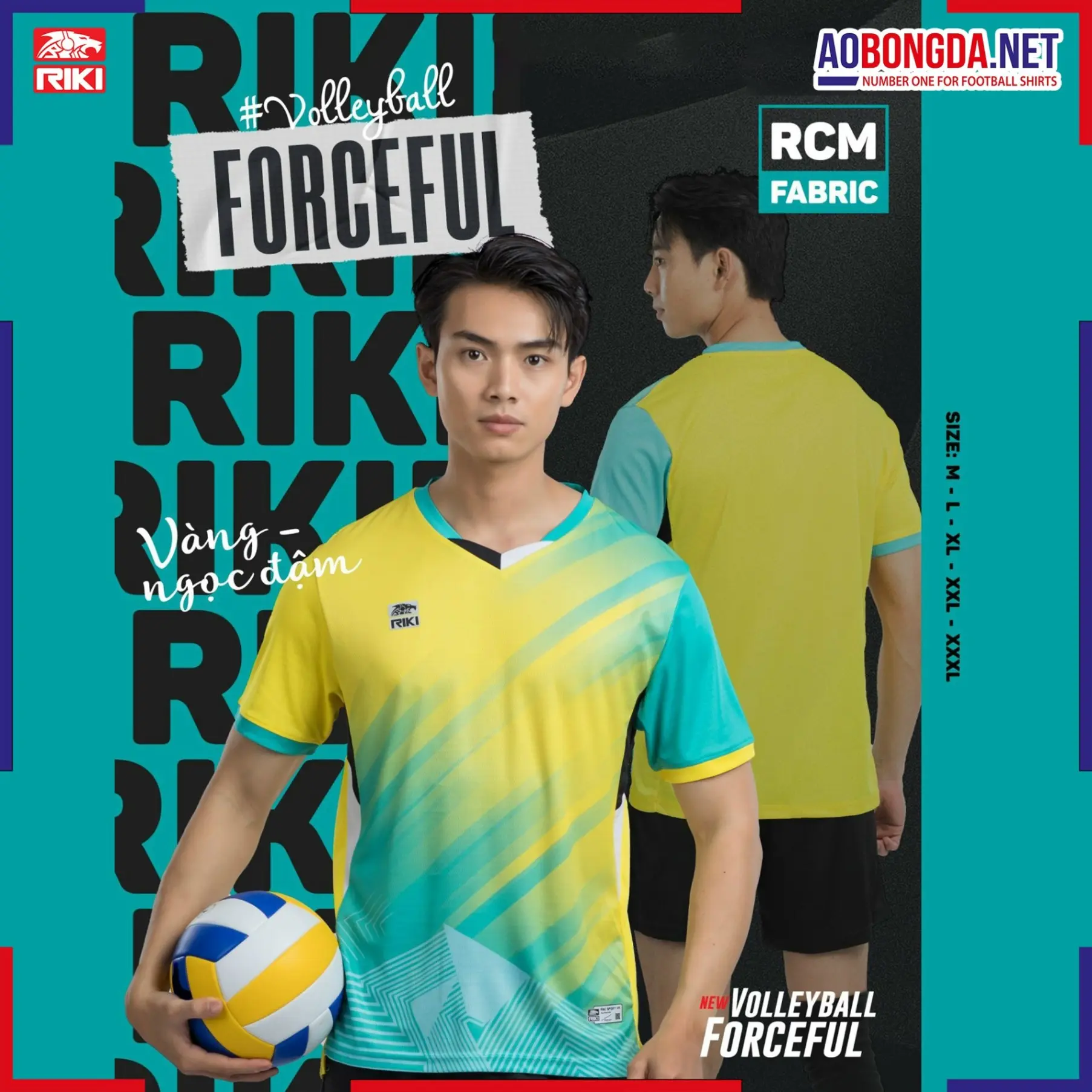 Áo Bóng Chuyền Riki Vol7 Vàng Ngọc Đậm Nam