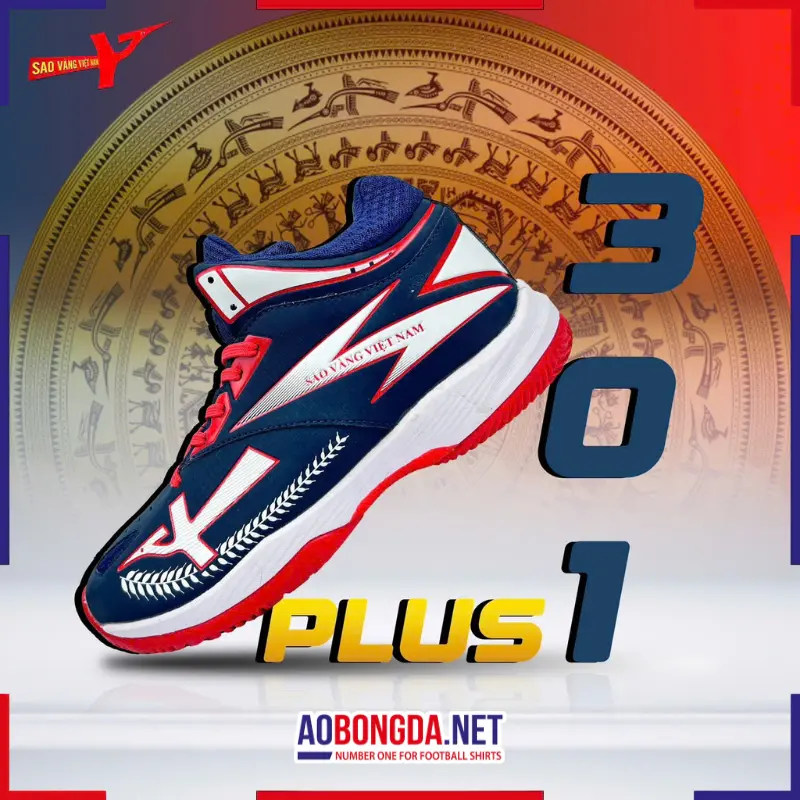 Giày Bóng Chuyền Sao Vàng 301 Plus Than Đỏ