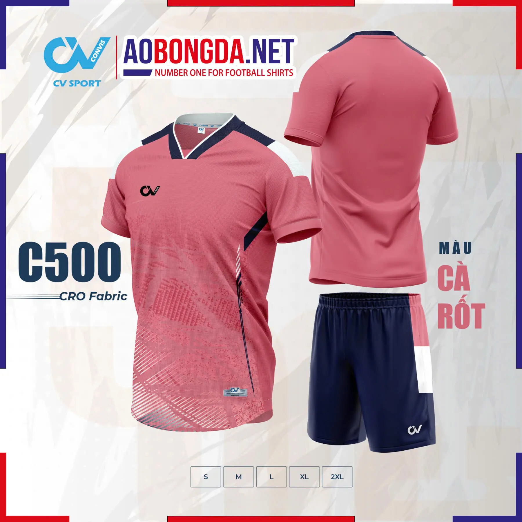 Áo Bóng Đá Không Logo CV C500 Cà Rốt