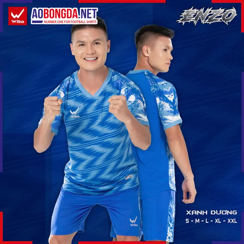 Áo Bóng Đá Không Logo Wika Enzo Xanh Dương
