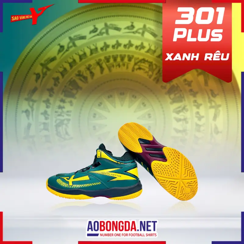 Giày Bóng Chuyền Sao Vàng 301 Plus Xanh Rêu