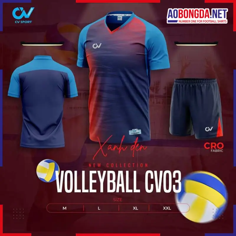 Bộ Bóng Chuyền CV CV03 Xanh Đen Nam