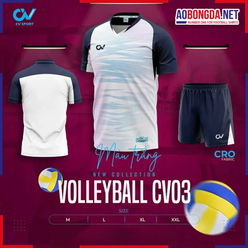 Bộ Bóng Chuyền CV CV03 Trắng Nam