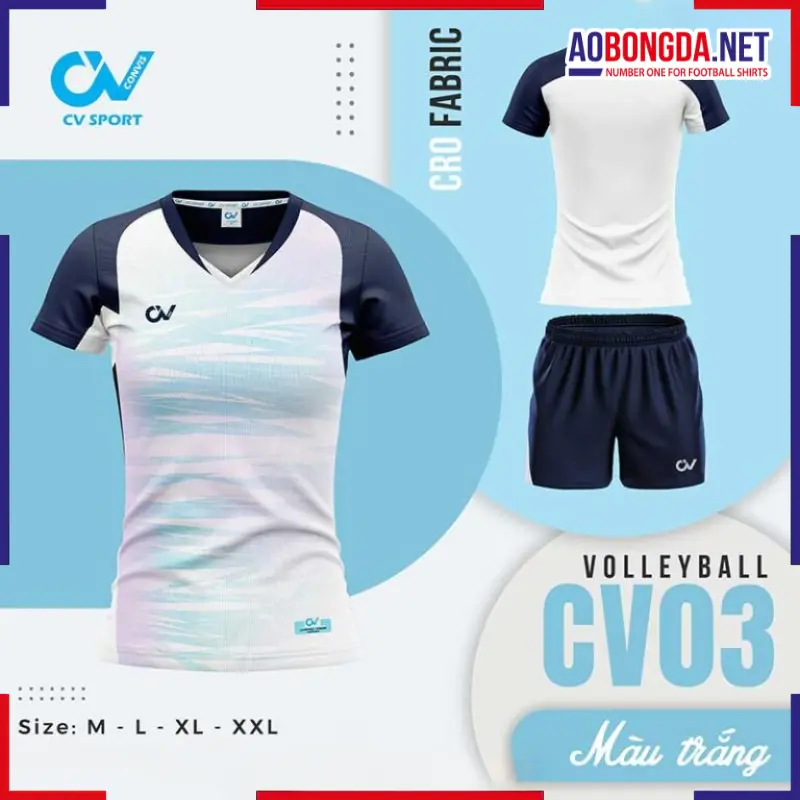 Bộ Bóng Chuyền CV CV03 Trắng Nữ