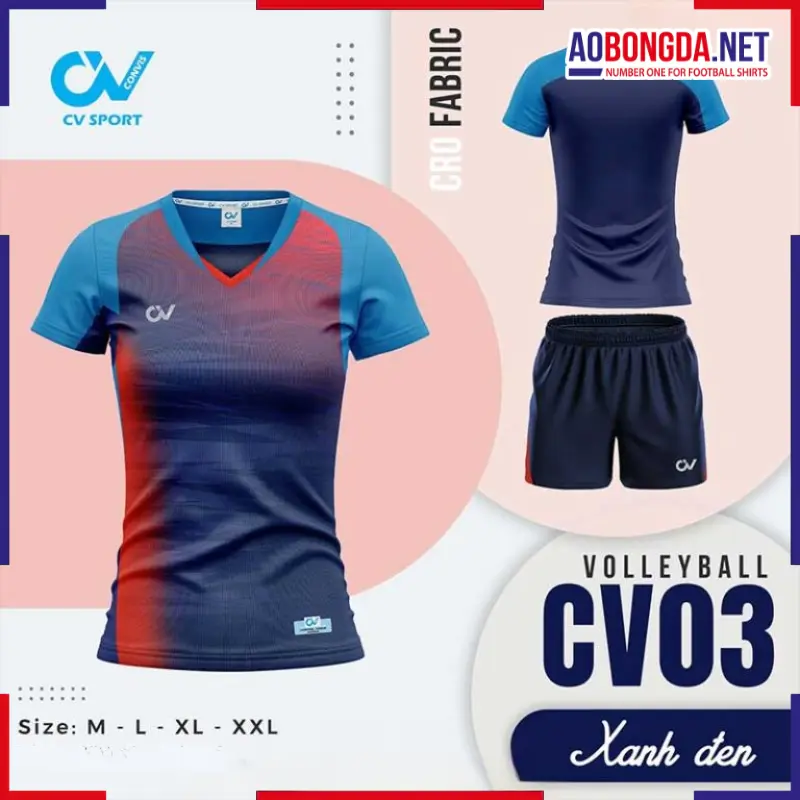 Bộ Bóng Chuyền CV CV03 Xanh Đen Nữ
