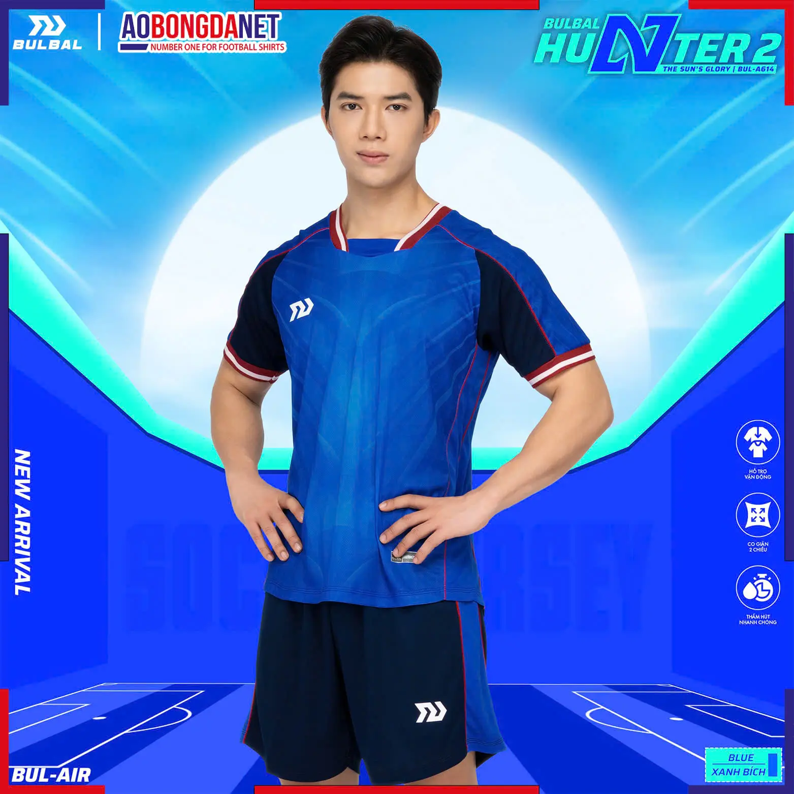 Áo Bóng Đá Không Logo Bulbal Hunter 2 Xanh Biển