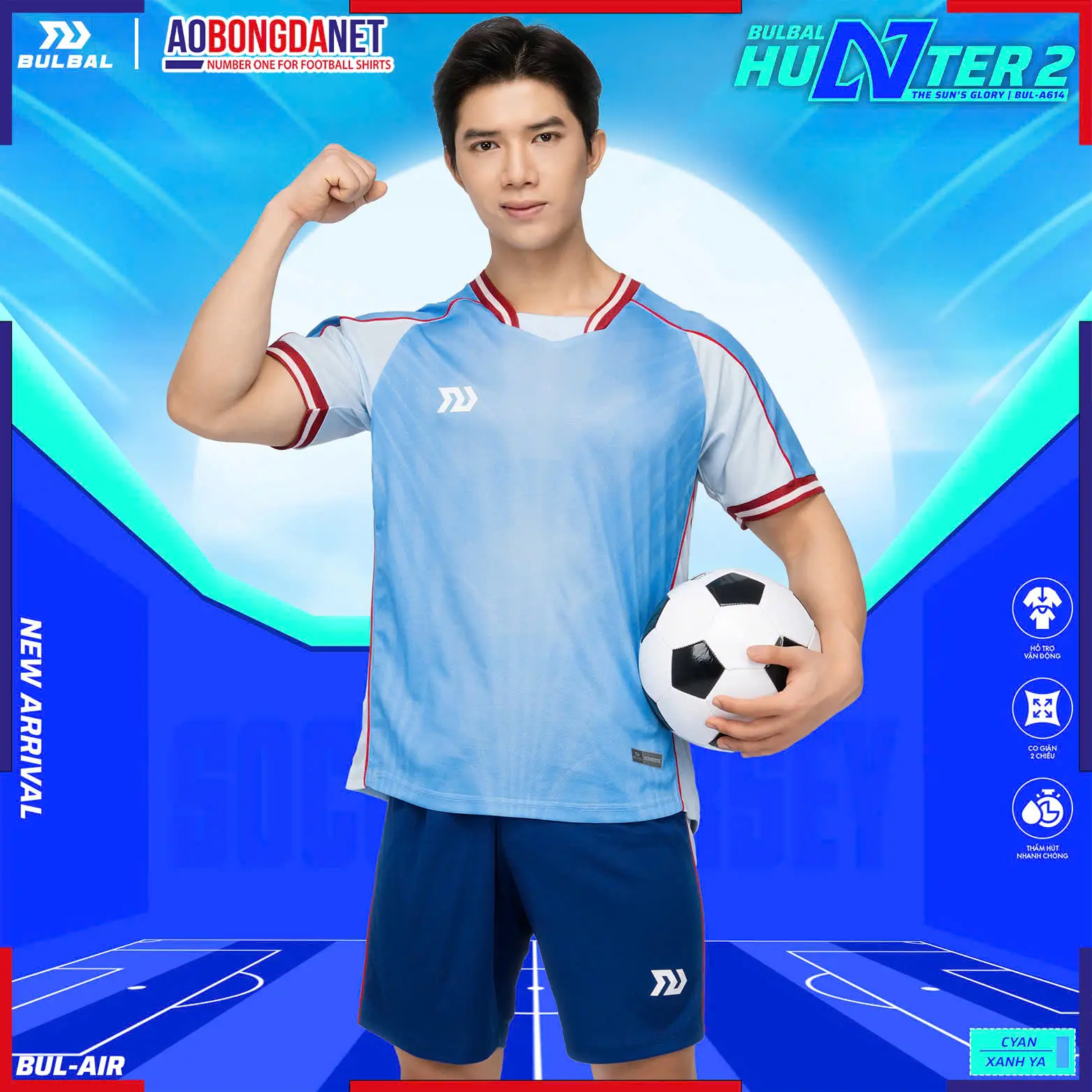 Áo Bóng Đá Không Logo Bulbal Hunter 2 Xanh Ya