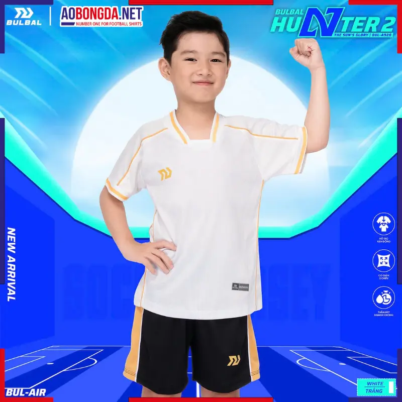 Áo Bóng Đá Không Logo Bulbal Hunter 2 Trẻ Em Trắng