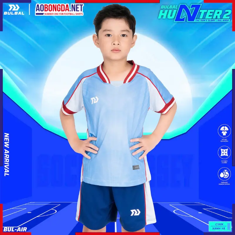 Áo Bóng Đá Không Logo Bulbal Hunter 2 Trẻ Em Xanh Ya