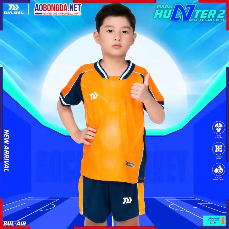 Áo Bóng Đá Không Logo Bulbal Hunter 2 Trẻ Em Cam
