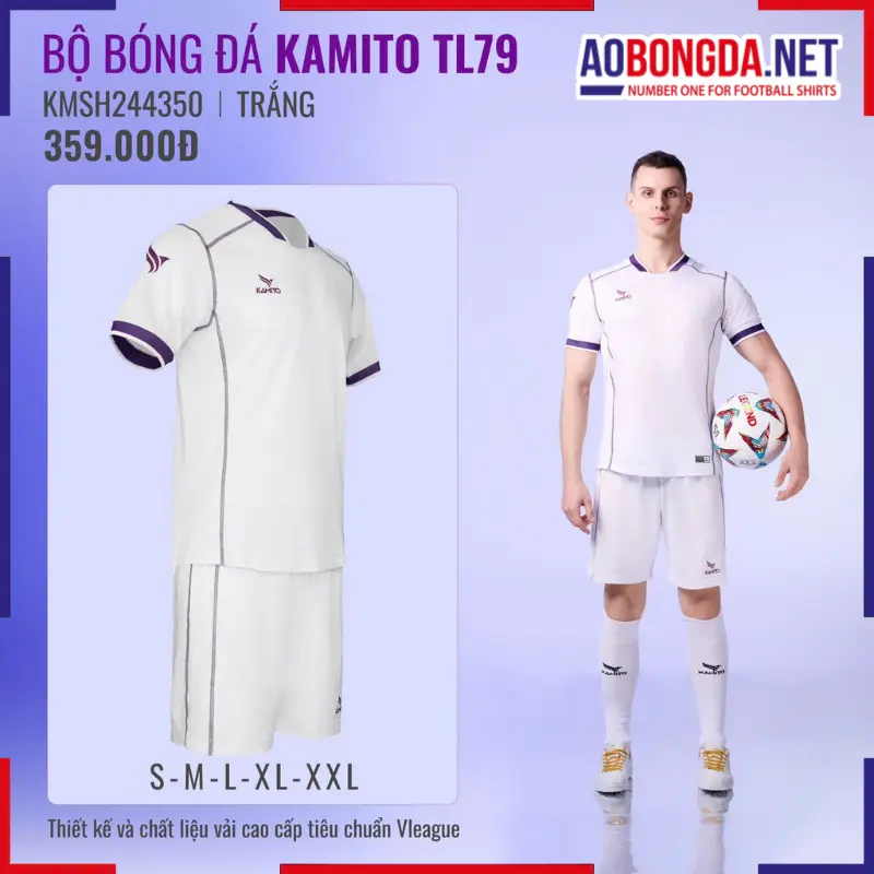 Áo Bóng Đá Không Logo Kamito TL79 Trắng