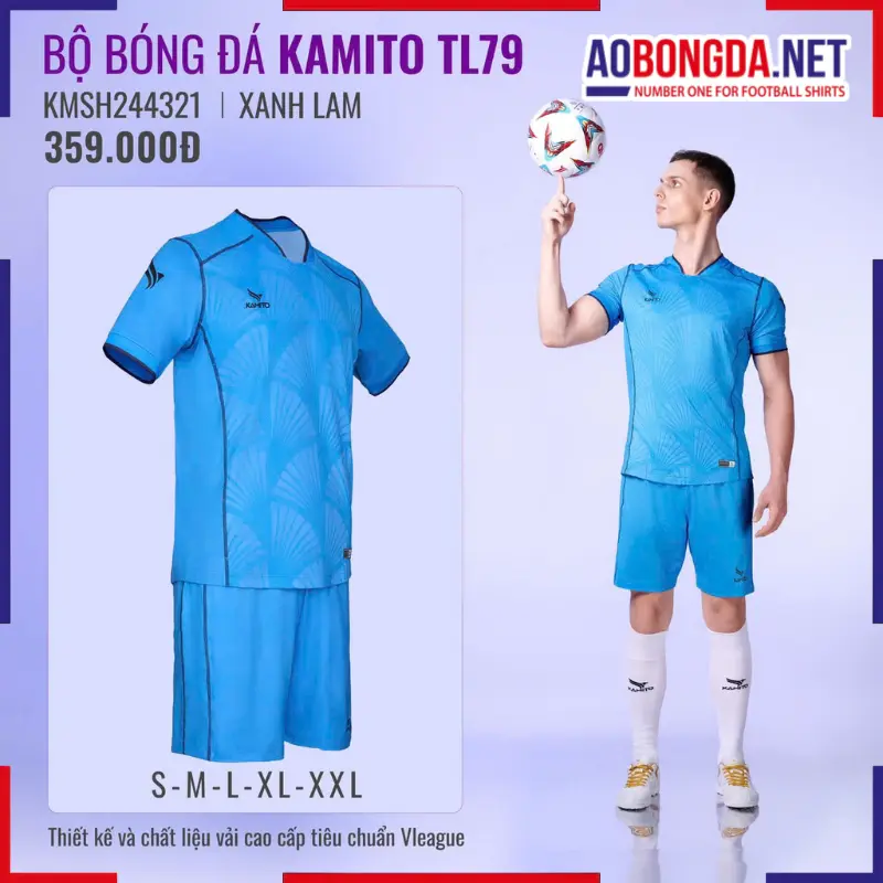 Áo Bóng Đá Không Logo Kamito TL79 Xanh Lam