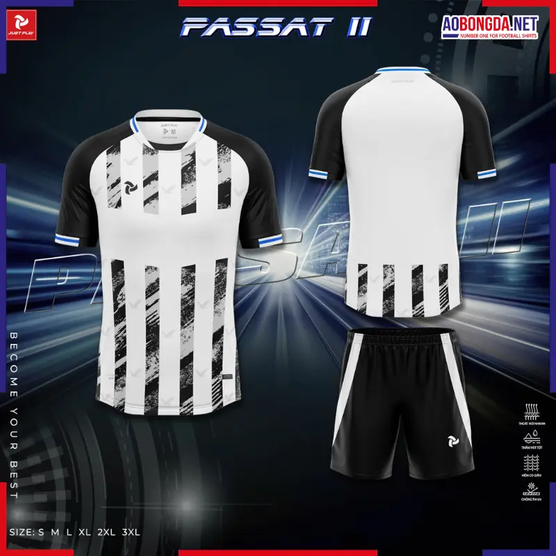 Áo Bóng Đá Không Logo Justplay Passat II Xám Đen