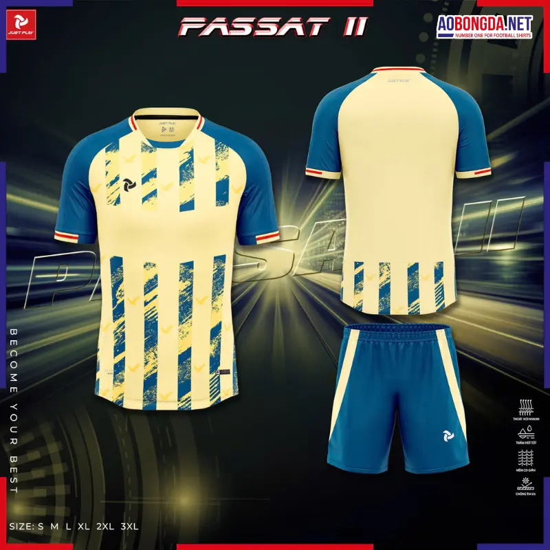 Áo Bóng Đá Không Logo Justplay Passat II Vàng Xanh