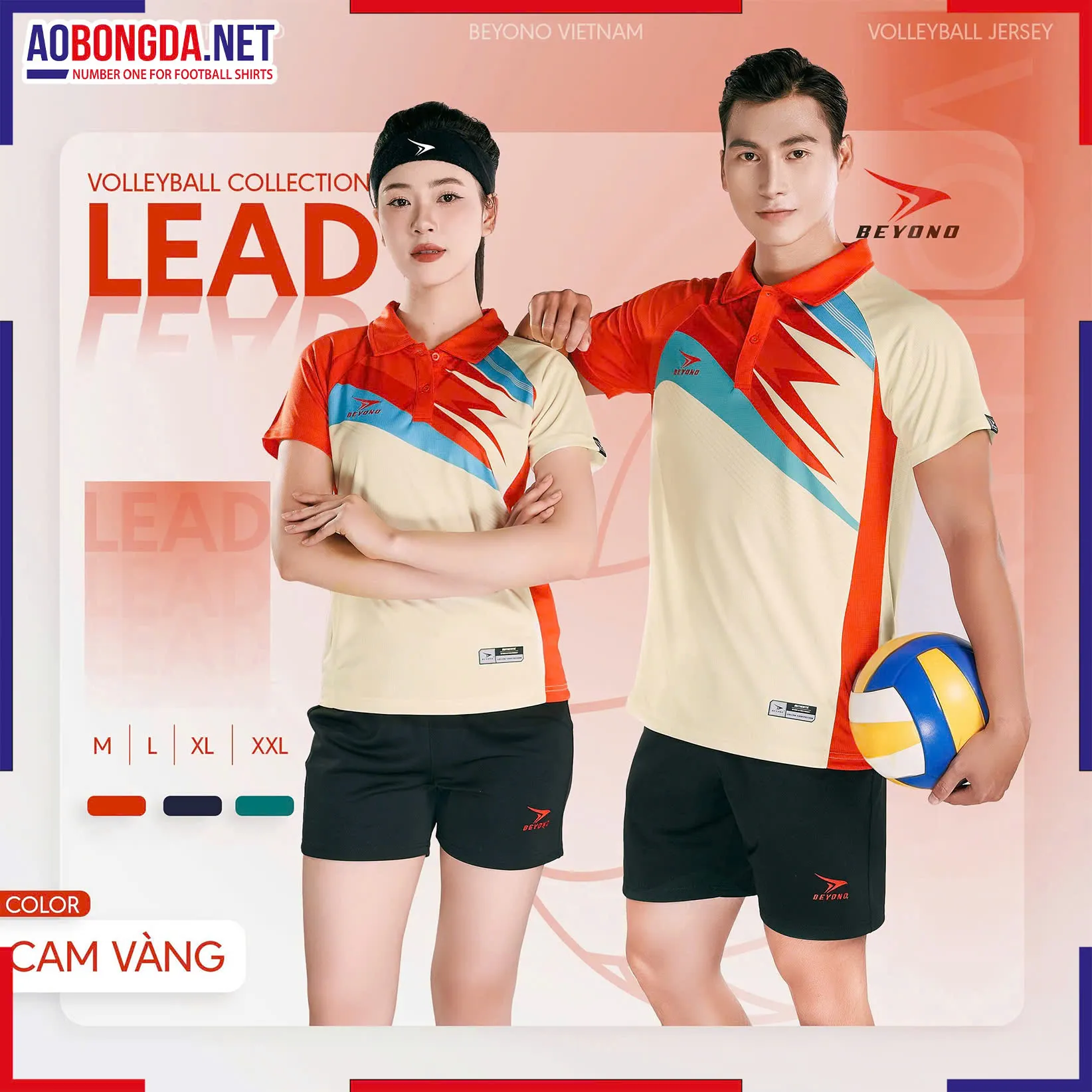 Bộ Bóng Chuyền Beyono Lead 2 Cam Vàng