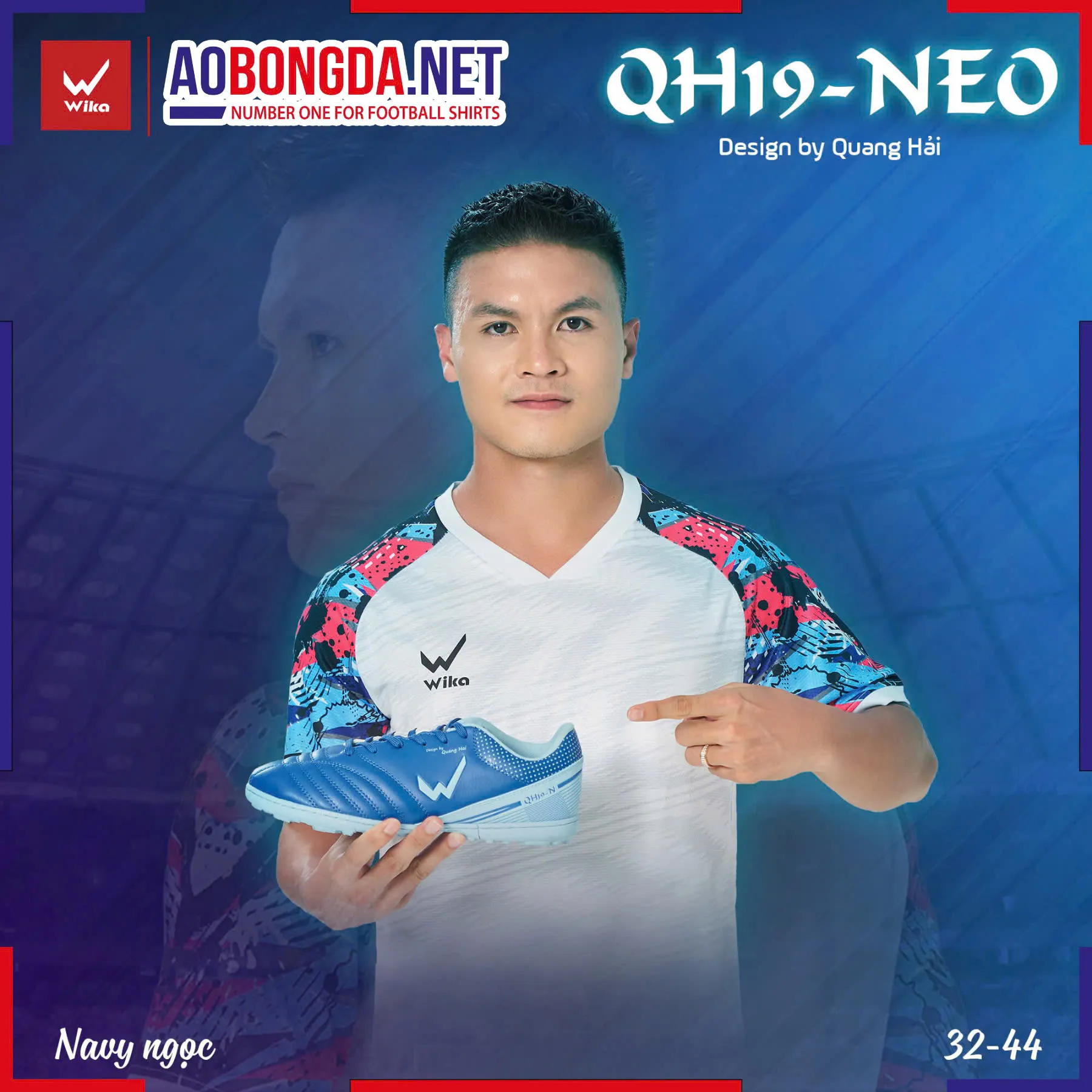 Giày bóng đá Trẻ Em Wika QH19 Neo 2 Navy Ngọc