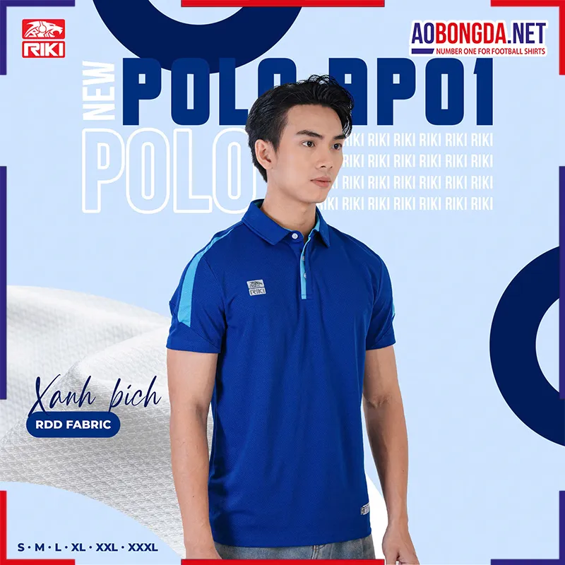  Áo Polo Riki AP01 Nam Xanh Bích