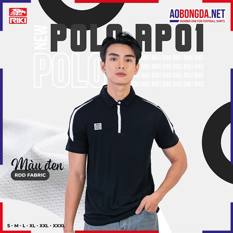  Áo Polo Riki AP01 Nam Đen