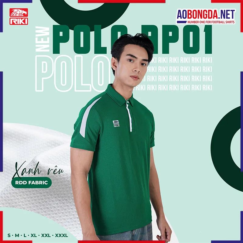 Áo Polo Riki AP01 Nam Xanh Rêu