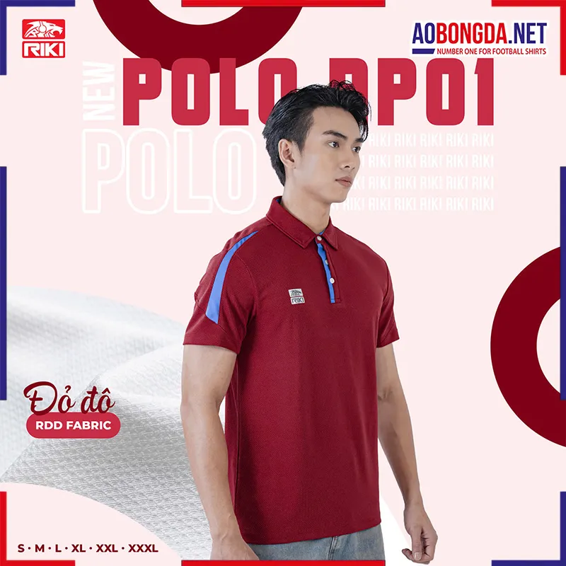  Áo Polo Riki AP01 Nam Đỏ Đô