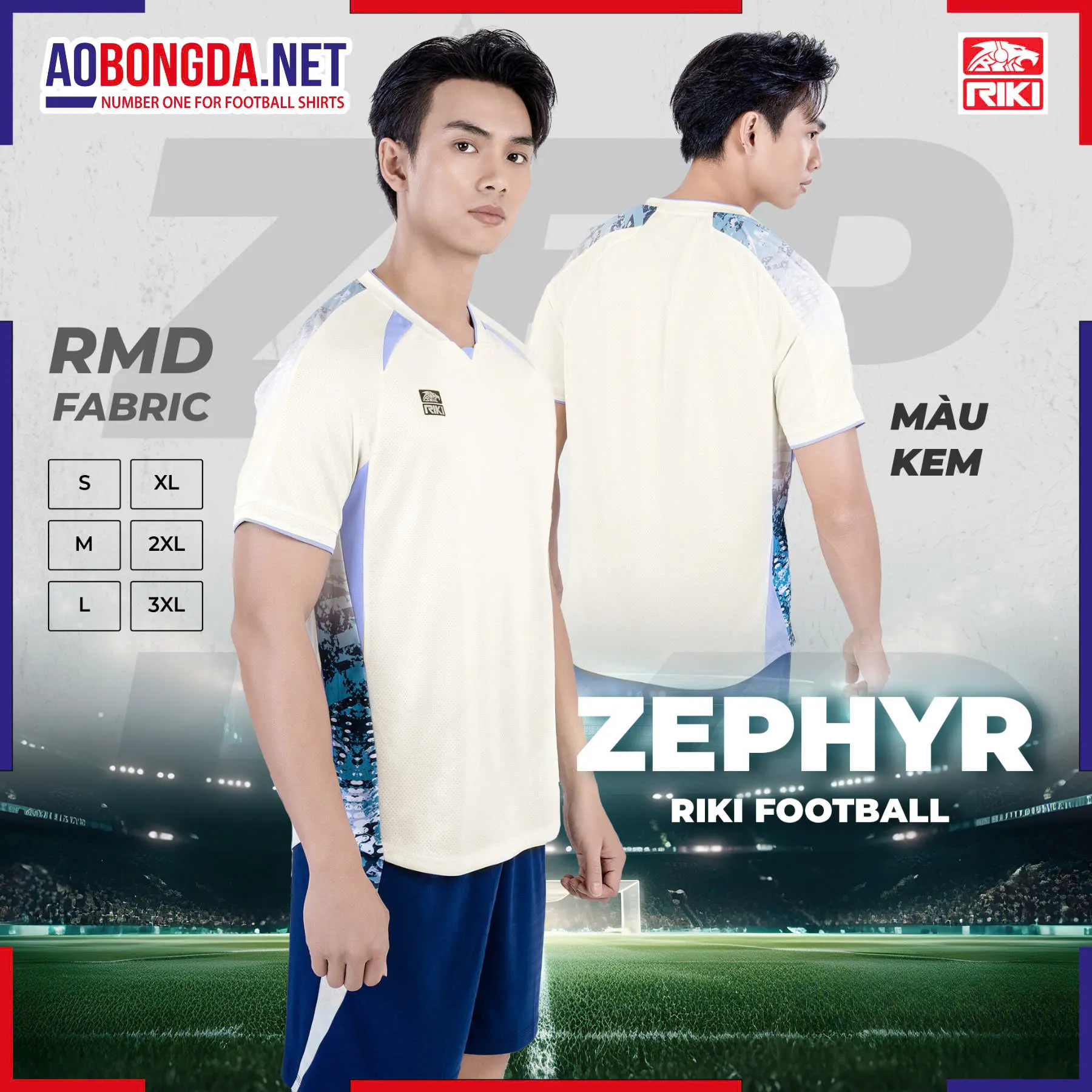 Áo Bóng Đá Không Logo Riki SF05 Zephyr Kem