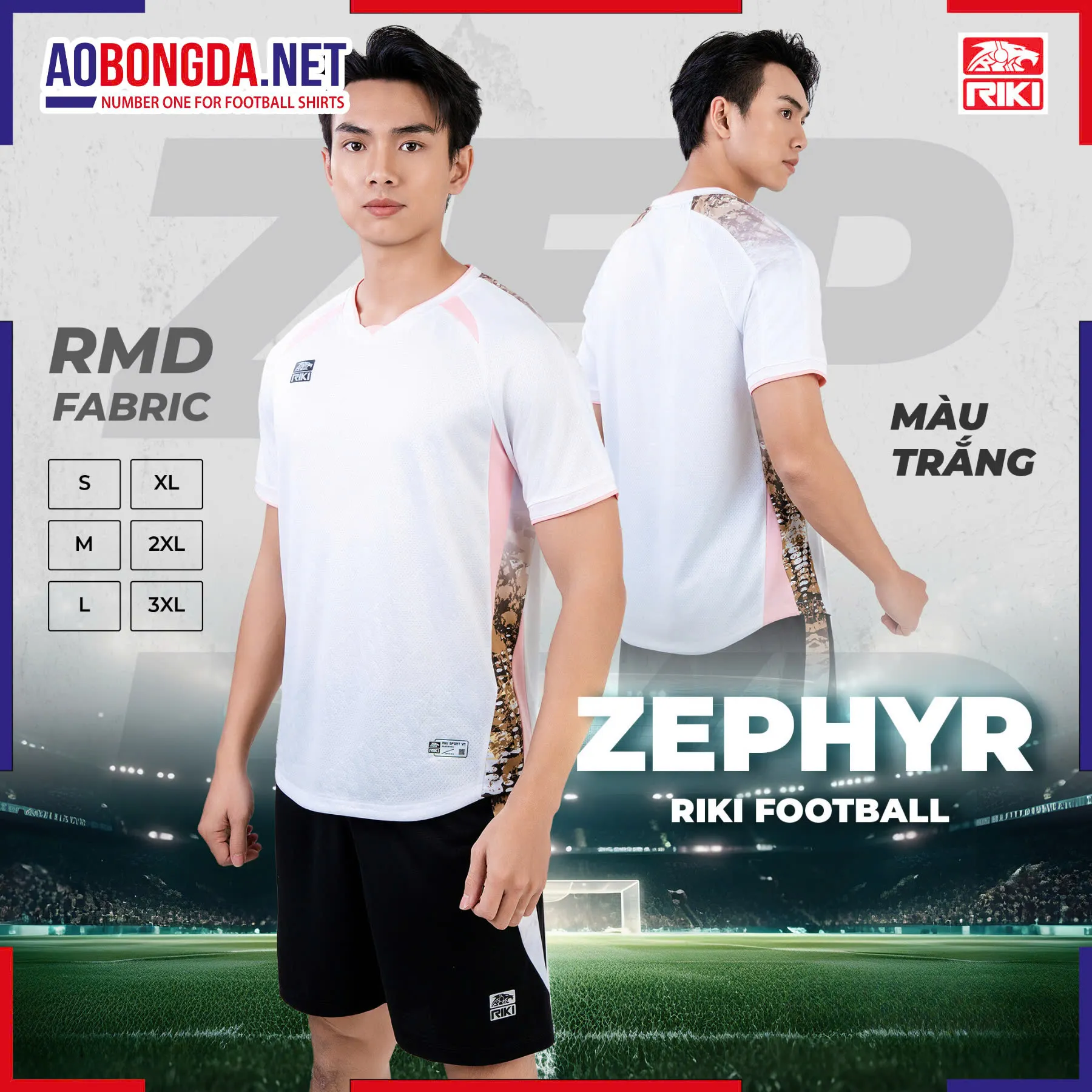 Áo Bóng Đá Không Logo Riki SF05 Zephyr Trắng