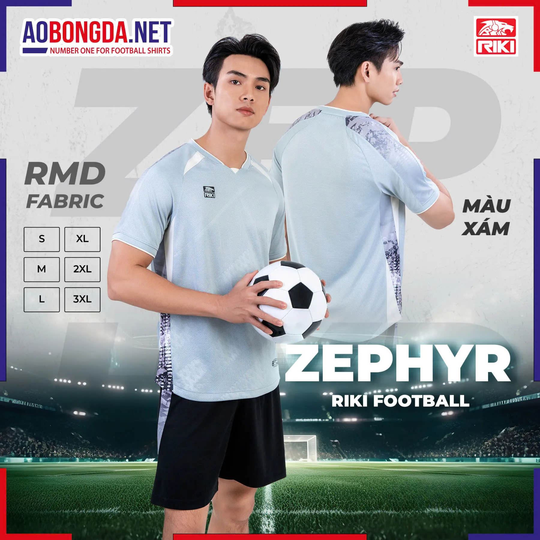 Áo Bóng Đá Không Logo Riki SF05 Zephyr Xám
