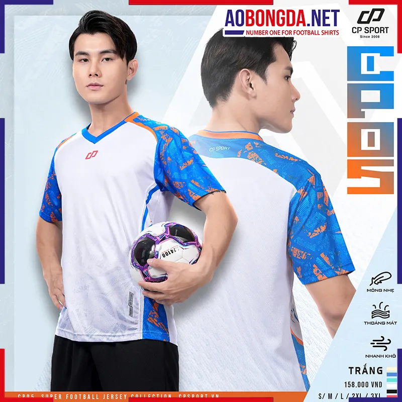 Áo Bóng Đá Không Logo CP CP05 Trắng