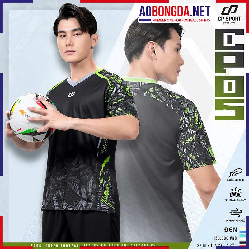 Áo Bóng Đá Không Logo CP CP05 Đen