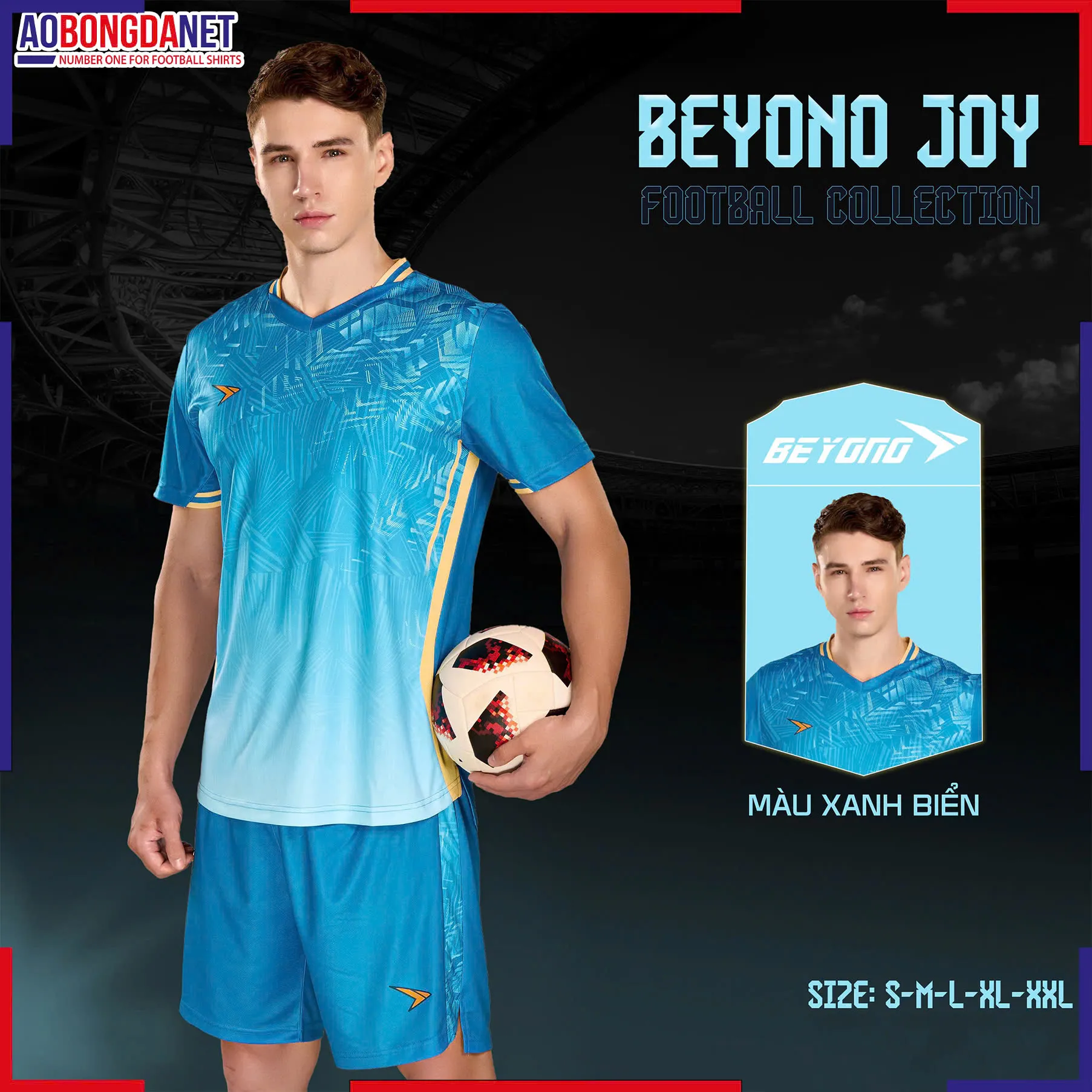 Áo bóng đá không logo Beyono Joy Xanh Biển