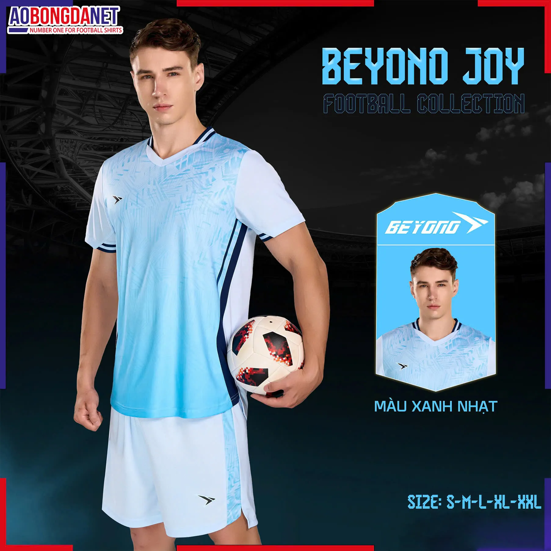 Áo bóng đá không logo Beyono Joy Xanh Nhạt