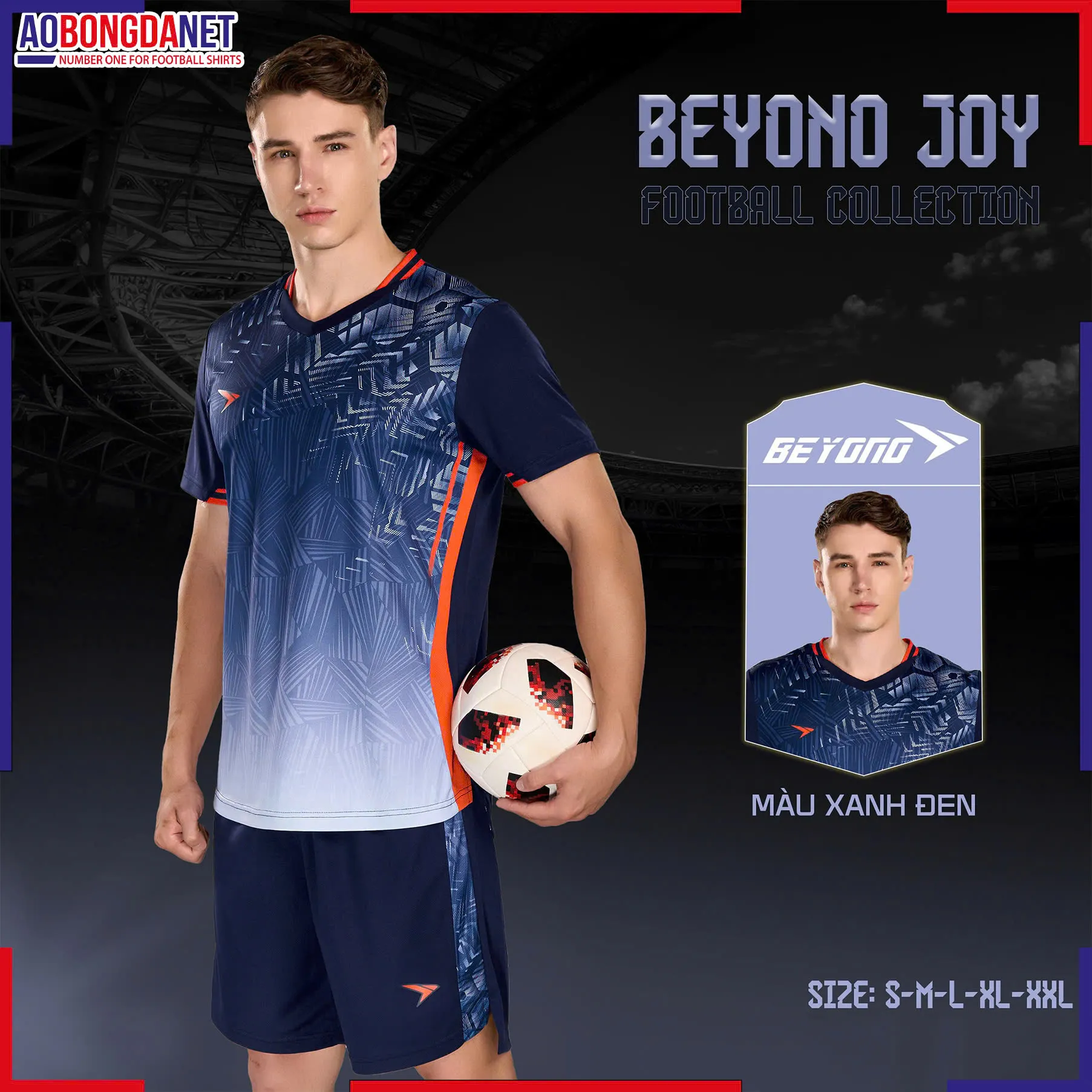 Áo bóng đá không logo Beyono Joy Xanh Đen