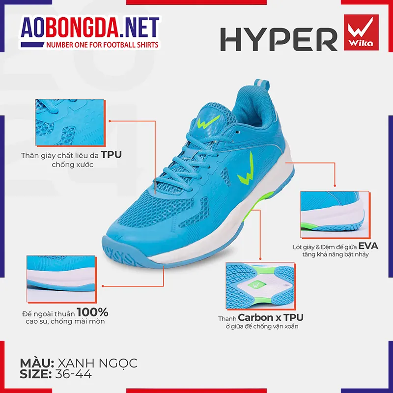 Giày Pickleball Wika Hyper Xanh Ngọc