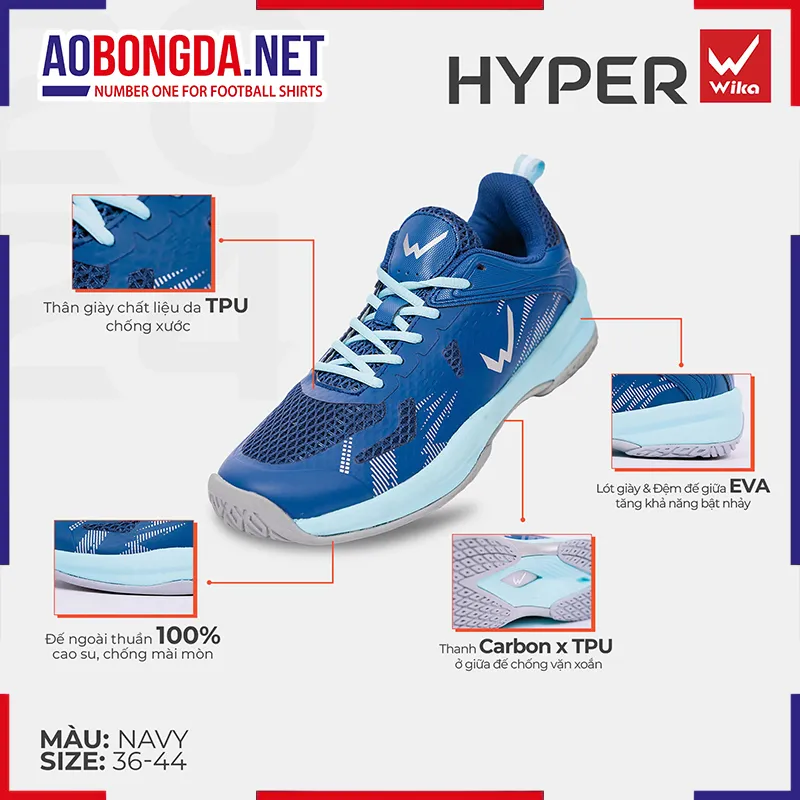 Giày Pickleball Wika Hyper Navy