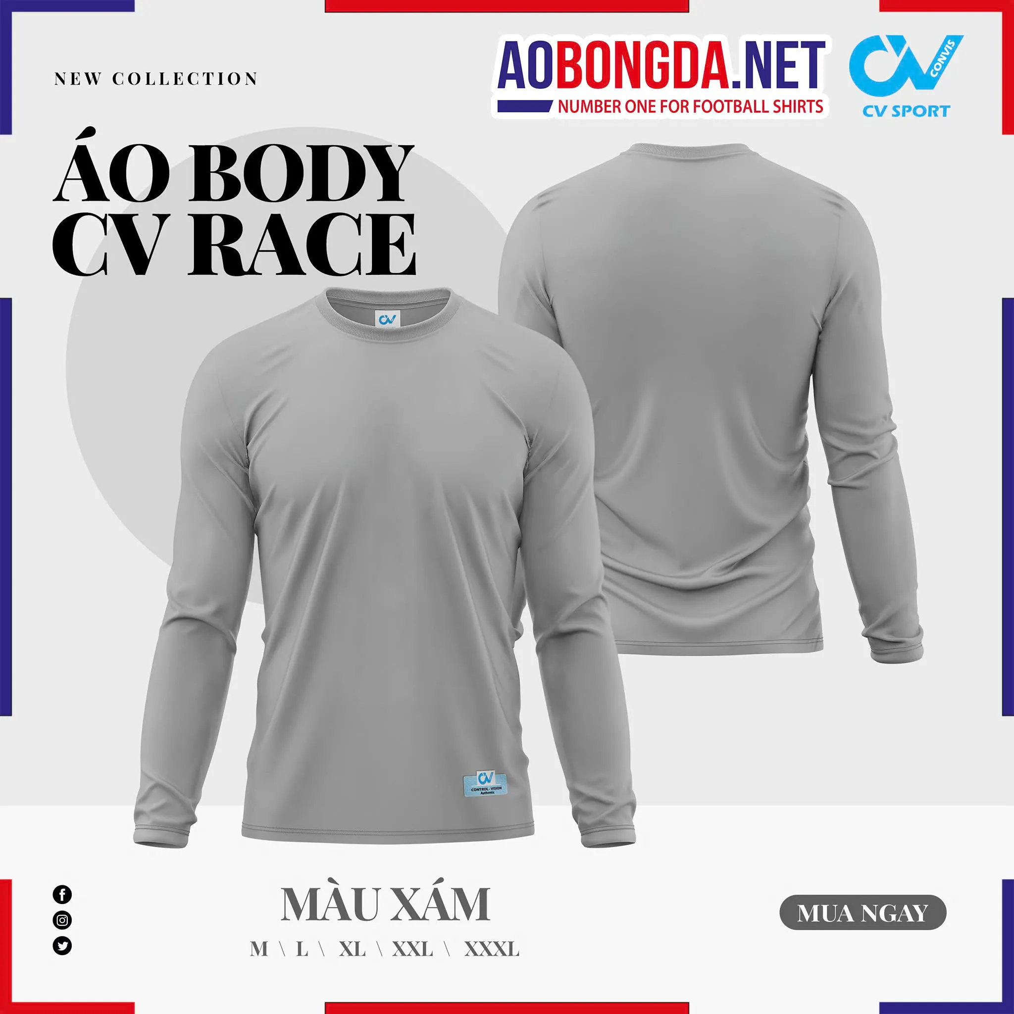 Áo Lót Dài Tay Body CV Race Xám