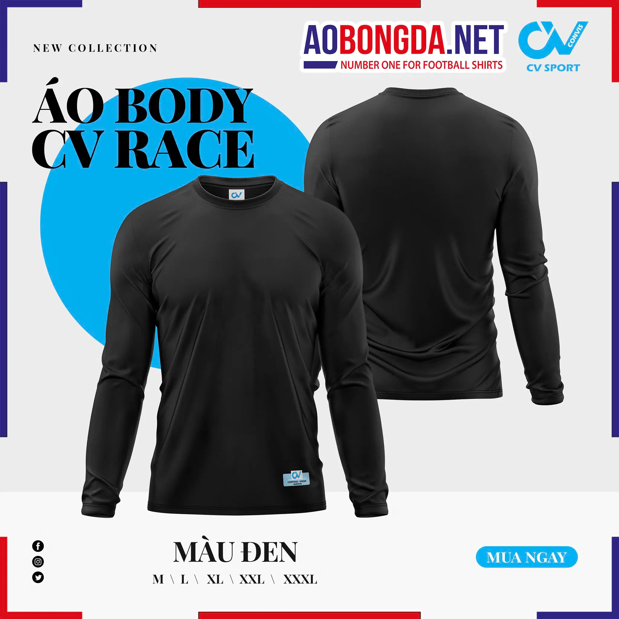 Áo Lót Dài Tay Body CV Race Đen
