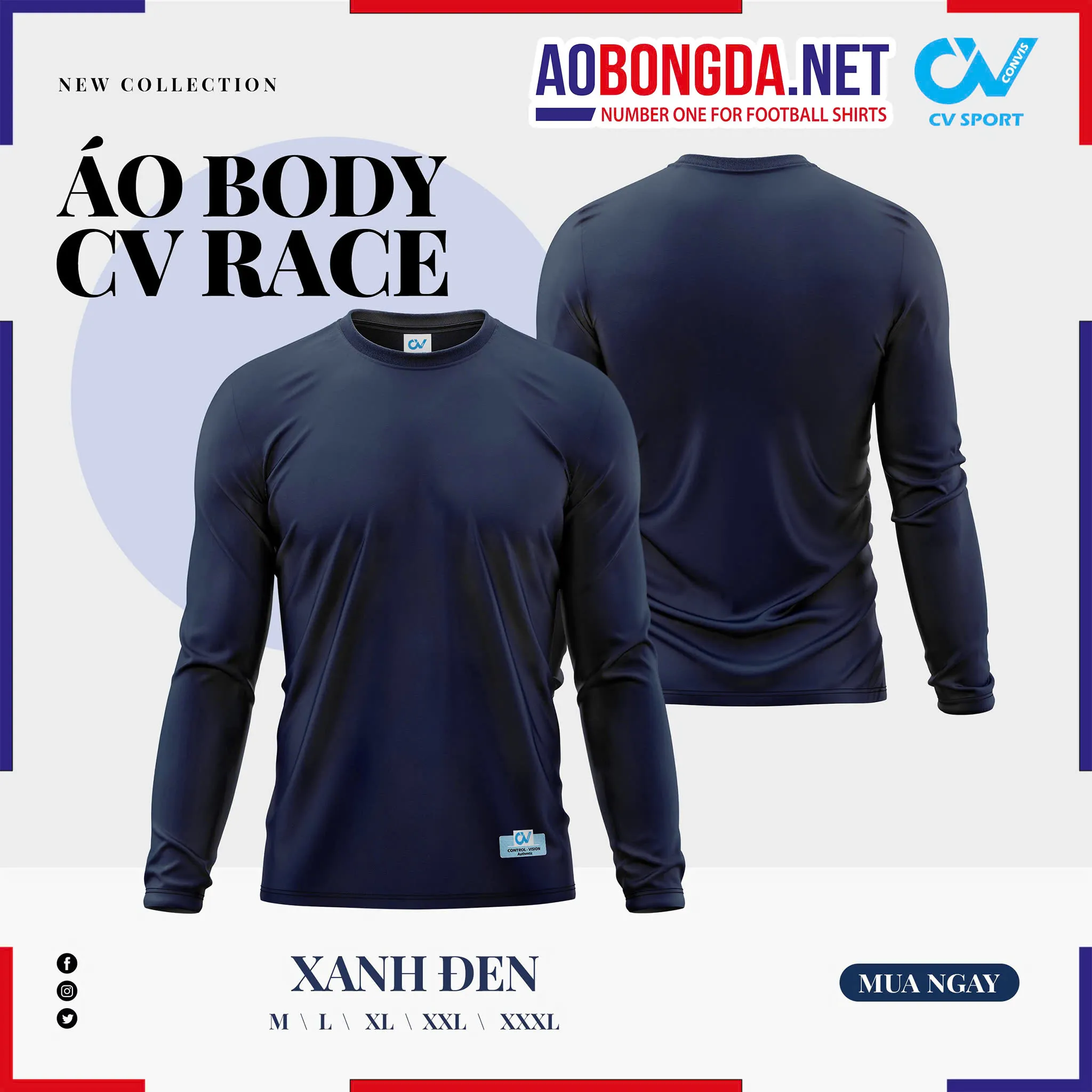 Áo Lót Dài Tay Body CV Race Xanh Đen