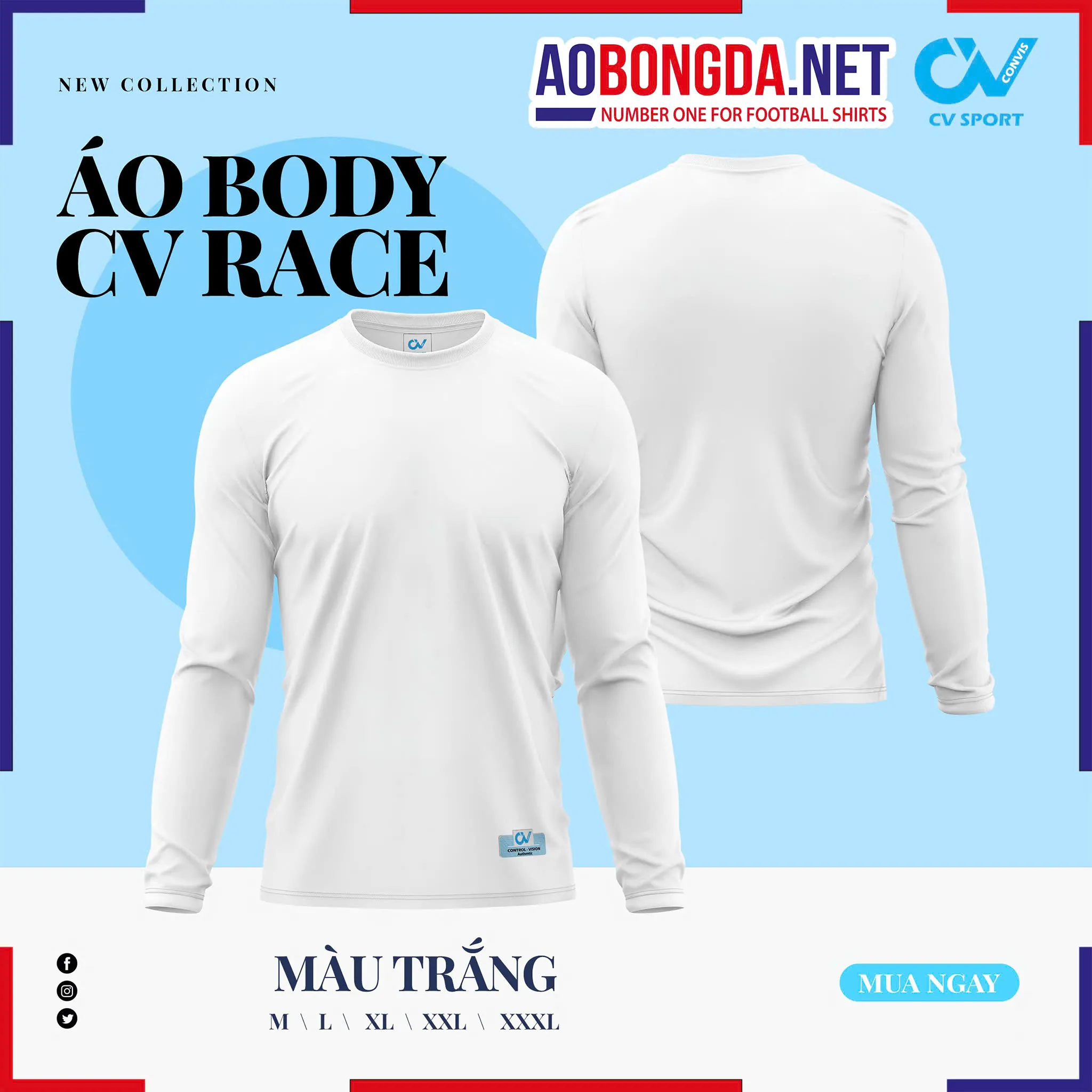 Áo Lót Dài Tay Body CV Race Trắng