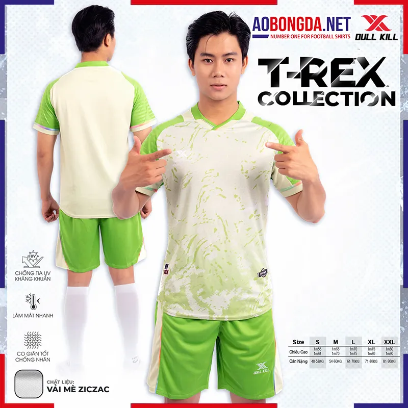 Áo Bóng Đá Không Logo Dullkill T-Rex Ngọc Bơ