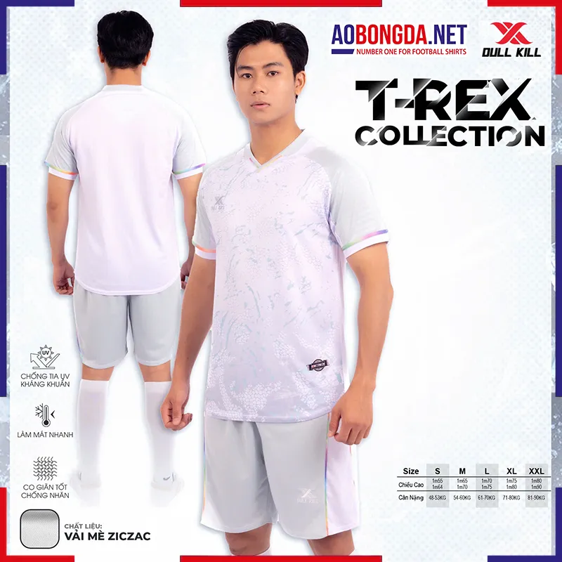 Áo Bóng Đá Không Logo Dullkill T-Rex Trắng