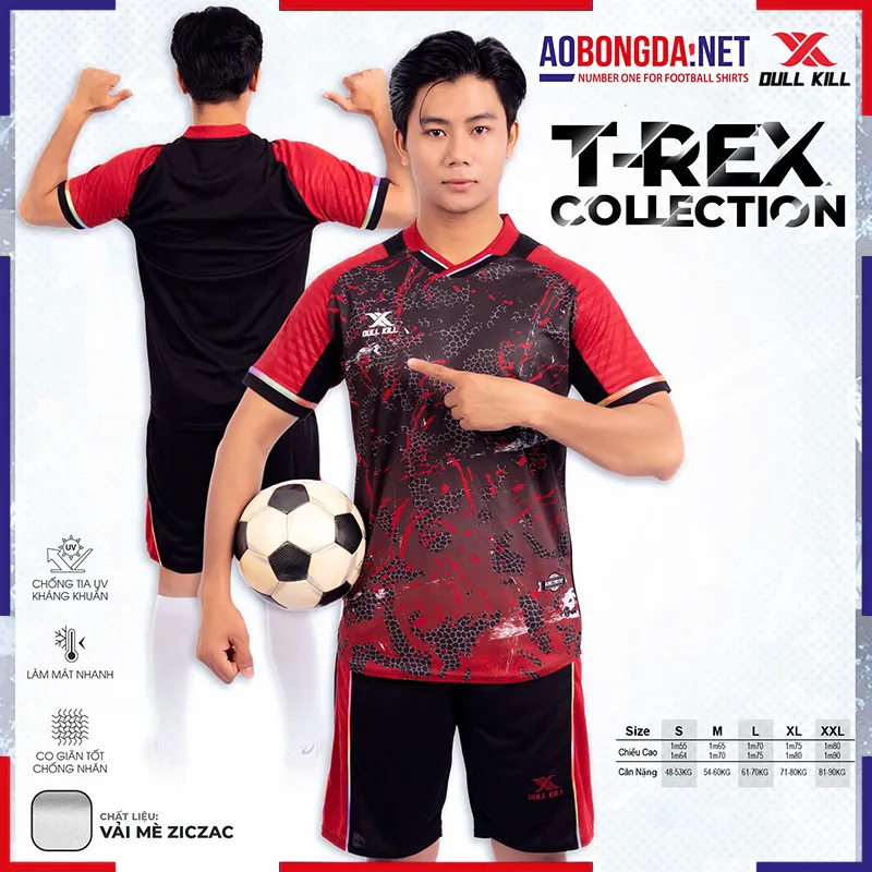 Áo Bóng Đá Không Logo Dullkill T-Rex Đen