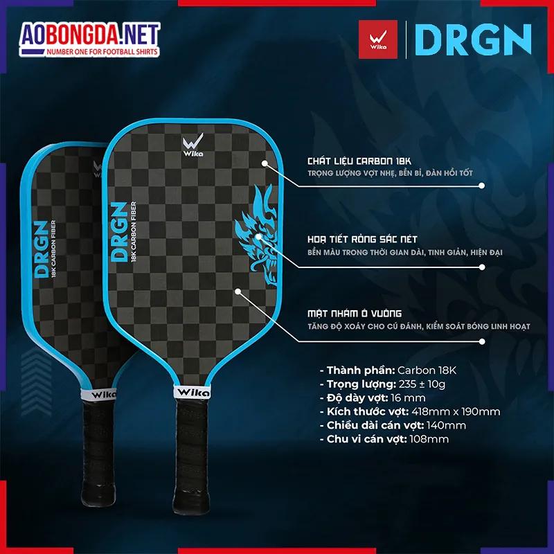 Vợt Pickleball Wika DRGN Xanh