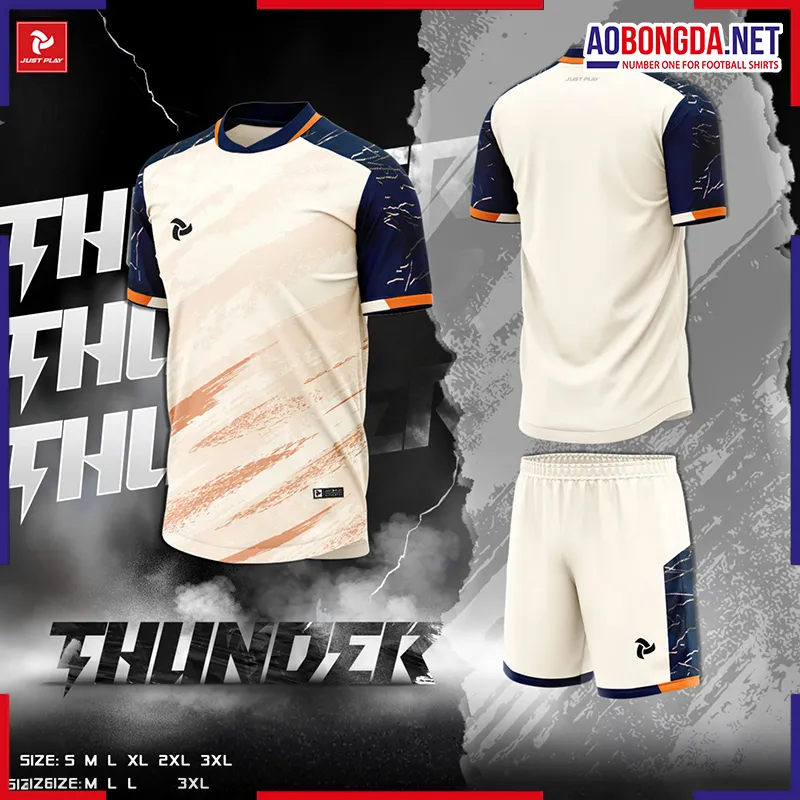 Áo Bóng Đá Không Logo Justplay Thunder Kem