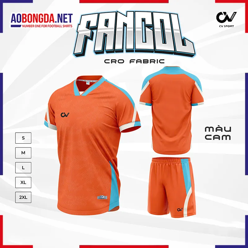 Áo Bóng Đá Không Logo CV Fancol Cam
