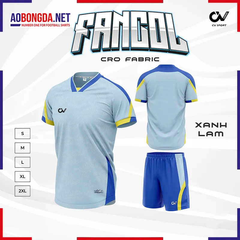  Áo Bóng Đá Không Logo CV Fancol Xanh Lam