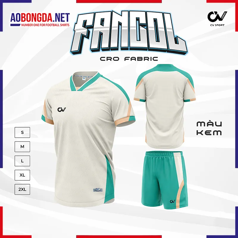 Áo Bóng Đá Không Logo CV Fancol Kem